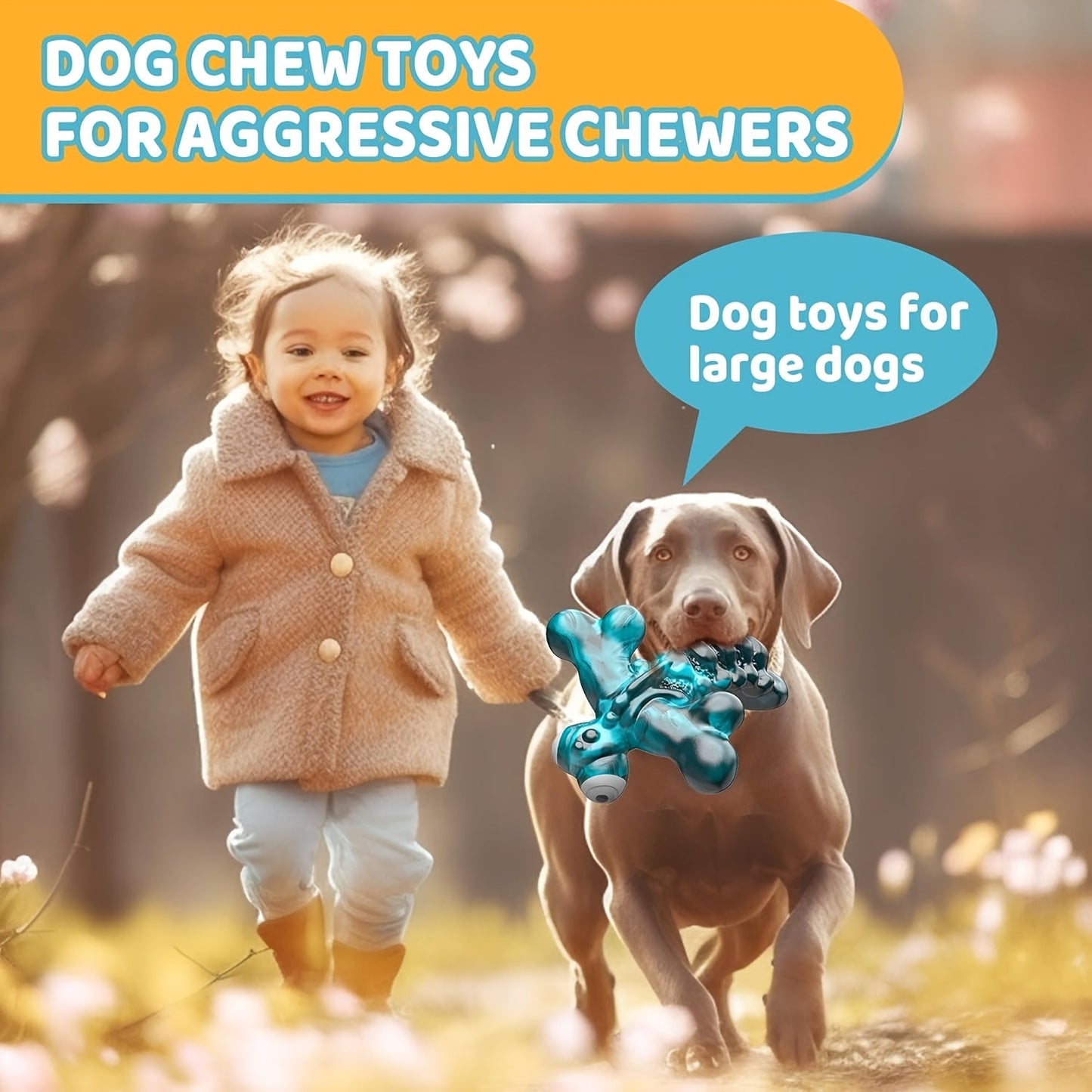 Interactive Dog Chew Toy Indestructible Nylon Bone for Aggressive Chewers - Bacon Flavor Durable Chew Toy for Large Medium Heavy Dogs, Dragonfly Design