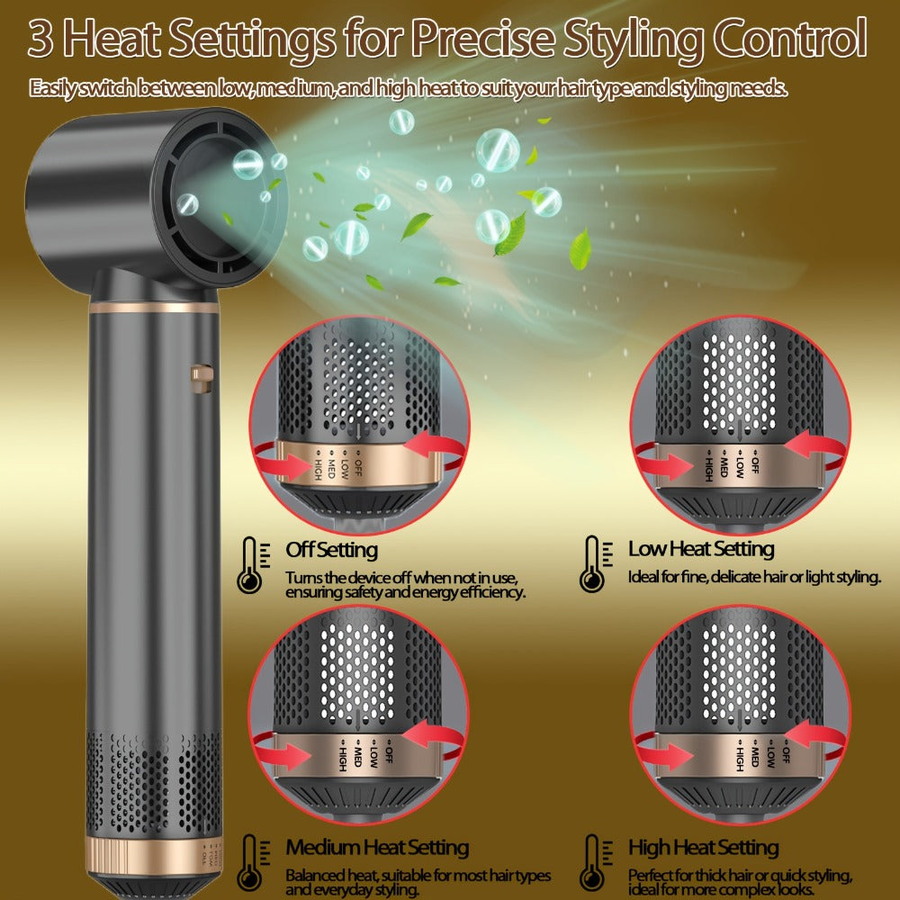 5-in-1 Hot Air Brush Negative Ion Hair Styler Blow Dryer Curler Straightener Volumizer Frizz Control Smooth Finish Multi-Function Styling Brush All Hair Types Women Black Grey Pink Salon Quality