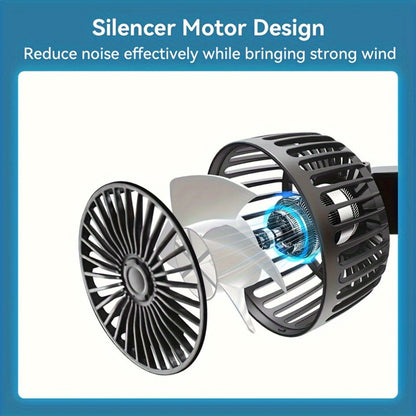 Car Fan for Back Seat - Dual Head USB Cooling Fan, Foldable 360° Rotation, Ultra-Quiet Motor, 70-Inch Cord, for Vehicle, Home & Office Use