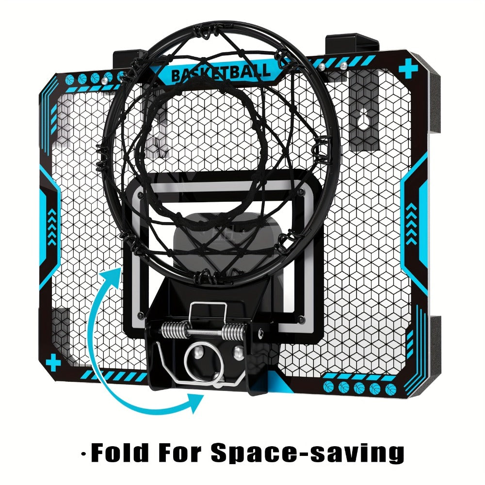 Over Door Basketball Hoop with LED Lights & Electronic Scoreboard – Mini Hoop Set with 4 Balls for Kids Teens Adults, No Drilling Indoor Outdoor Sport Game | Best Birthday Christmas Gift