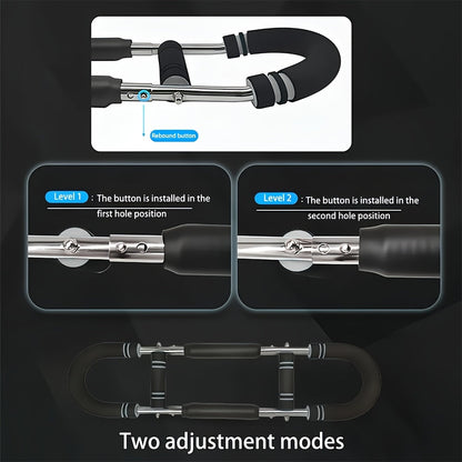 Arm Strength Trainer U-Shaped Spring Resistance Bar – Portable Home Gym Chest Expander & Forearm Strengthener with 2-Level Adjustable Resistance Bands, Detachable Design & Comfortable Grip | 3 Colors