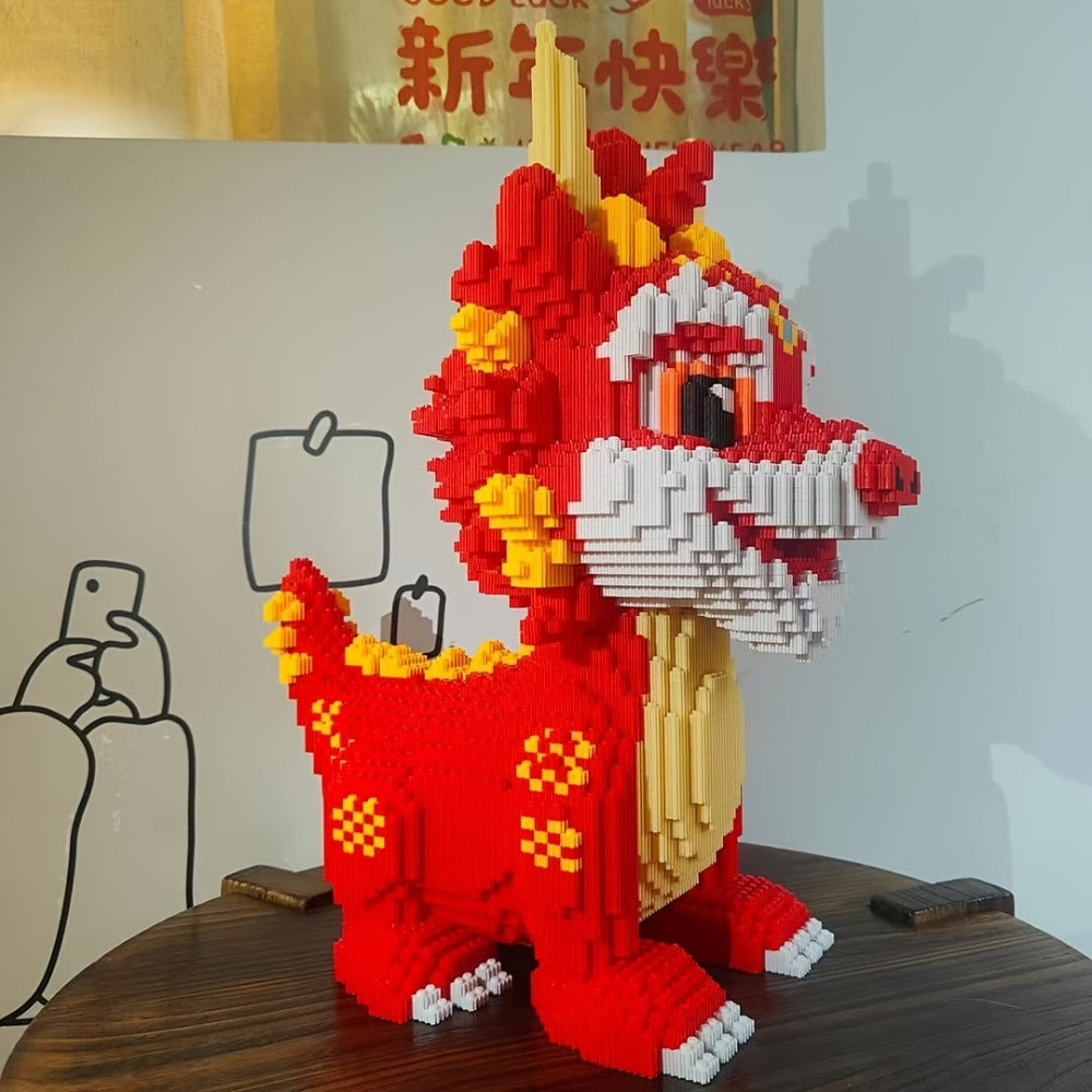 3D Chinese Dragon Model Assembly Set 4500pcs – DIY Build Mixed Color PP Festive Holiday Display Decoration Halloween Thanksgiving Christmas Easter School Home Decor Dragon Lover Gift Model 8843