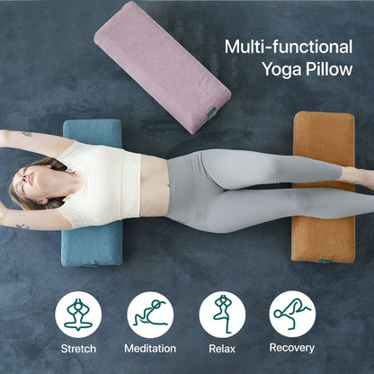 Yoga Bolster Pillow – Long Supportive Cushion for Restorative Yoga & Floor Sitting, Carry Handle & Machine Washable Cover for Meditation & Relaxation