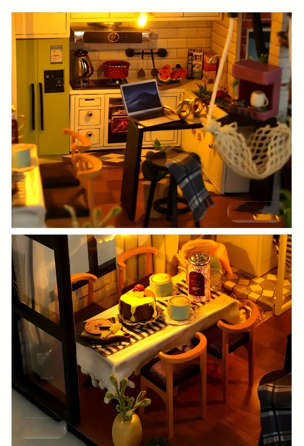 Miniature Apartment Dollhouse Kit with Protective Cover Handmade 3D Puzzle DIY House Furniture Accessories Home Decor Gift for Adults Teens Birthday Christmas Anniversary