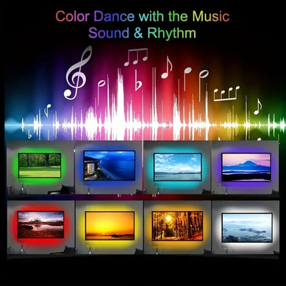 LED Strip Lights Music Sync, RGB Color Changing LED Lights for Bedroom with Remote Control, USB Powered TV Backlight, DIY Smart Ambient Lighting for Room, Home, Party, Holiday Decor
