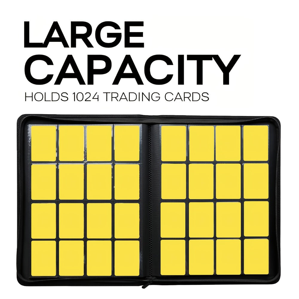Trading Card Binder Ringless 16 Pocket – Double-Sided Side-Loading Zipper Card Album for Pokemon MTG TCG Sports Cards K-pop Photocards Large Capacity Collector Folder