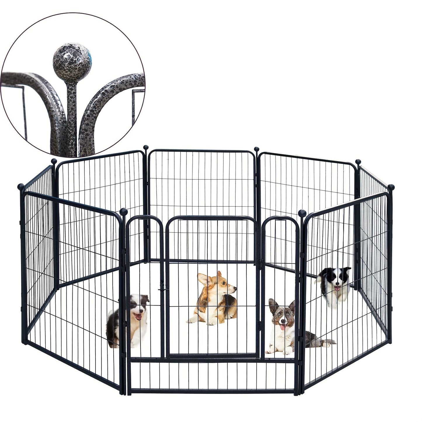 Outdoor Dog Enclosure Fence Panels – 32" Heavy Duty Hammer Design Dog Playpen, Expandable Garden Barrier for Small to Medium Dogs, 8 / 16 / 24 / 32 Panel Options