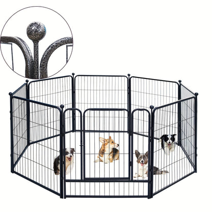 Outdoor Dog Enclosure Fence Panels – 32" Heavy Duty Hammer Design Dog Playpen, Expandable Garden Barrier for Small to Medium Dogs, 8 / 16 / 24 / 32 Panel Options