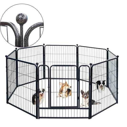Outdoor Dog Enclosure Fence Panels – 32" Heavy Duty Hammer Design Dog Playpen, Expandable Garden Barrier for Small to Medium Dogs, 8 / 16 / 24 / 32 Panel Options