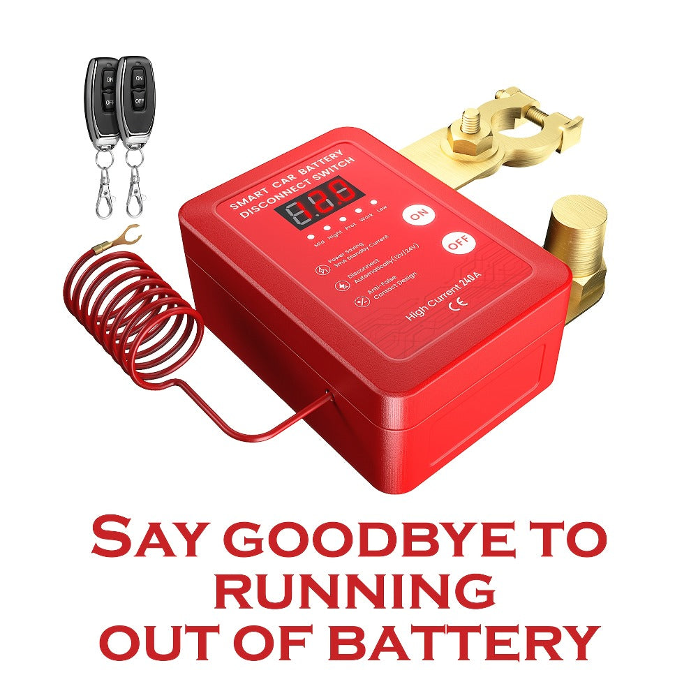 Wireless Battery Kill Switch – 12V/24V 240A Remote Control Cutoff with LED Voltage Indicator, Auto Shutdown, Emergency Stop for Car Truck Boat RV ATV Motorcycle