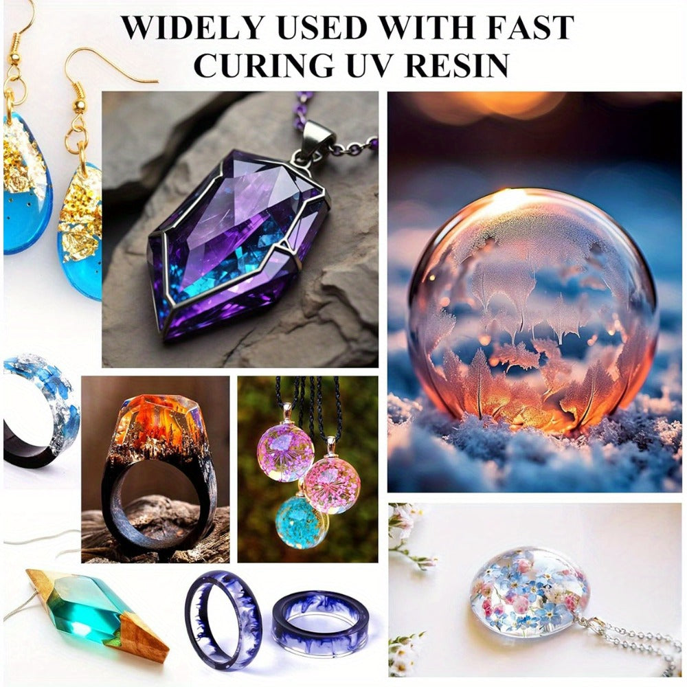 Crystal Clear UV Resin 500g or 1000g – Hard Gloss Fast Cure Low Odor UV Epoxy Resin for Jewelry Making Keychains Pendants Resin Art Crafts, Beginner Friendly Ready to Use