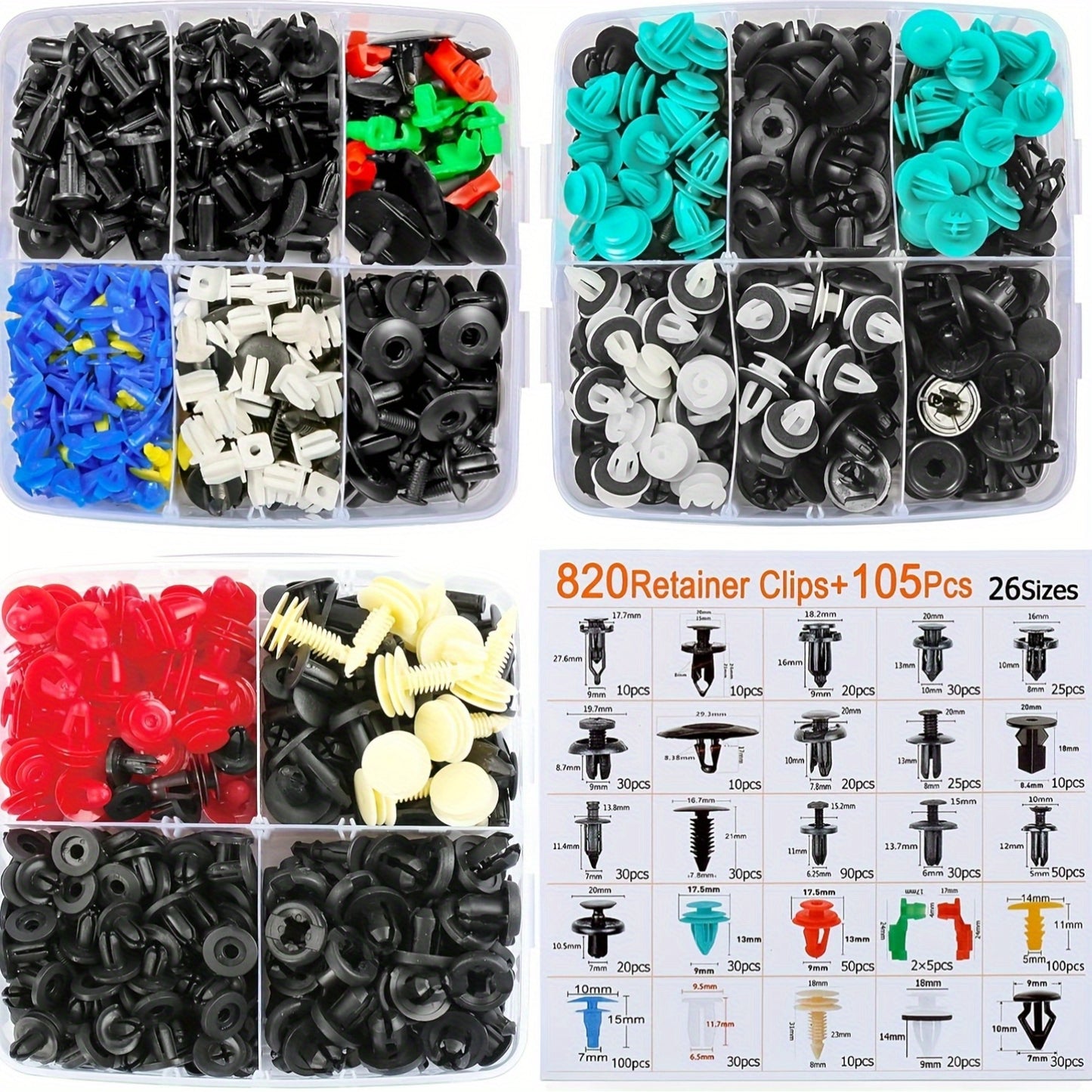115pcs 925pcs 928pcs 1275pcs Car Body Universal Fasteners, Snap Rivets, Wing Expansion Screws, Willow Nails, Car Accessories Kit