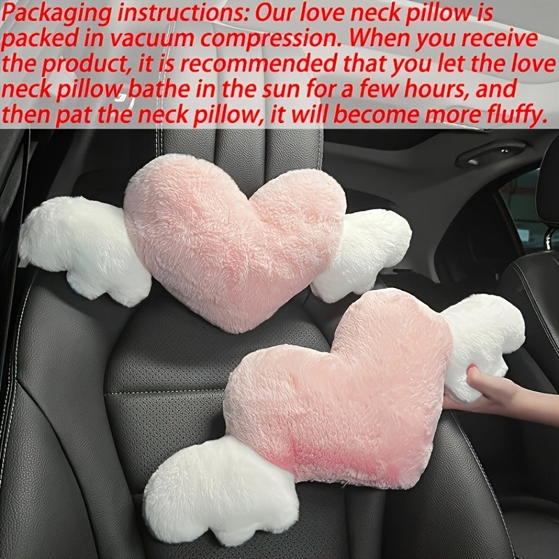 1pc Cute Cartoon Car Headrest, Neck Pillow, Cartoon Love Back Lumbar Pillow Seat Back Cushion Car Interior Decoration, Creative Cute Plush Pillow Car Seat Interior Decoration Gift for Mother, Grandma, Wife Christmas Anniversary