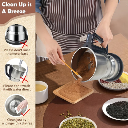 Electric Coffee Grinder 300W 25000RPM – 8-Blade Stainless Steel Spice & Grain Mill for Coffee Beans, Nuts, Spices | Home, Cafe & Camping