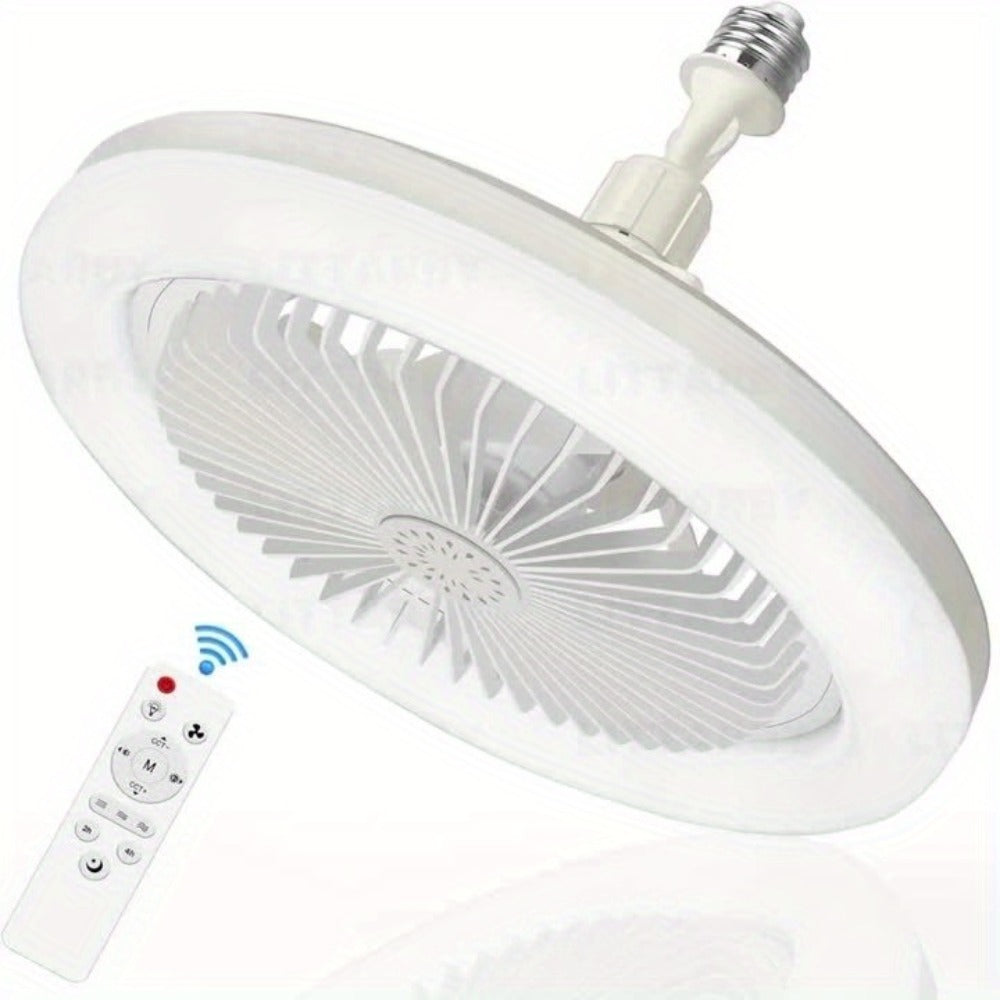 Ceiling Fan Light with Remote Control, Dimmable LED 3000-6500K, 3-Speed Fan, E26 Base, 360° Adjustable Universal Joint, Timed Night Light, Room Decor White & Gray