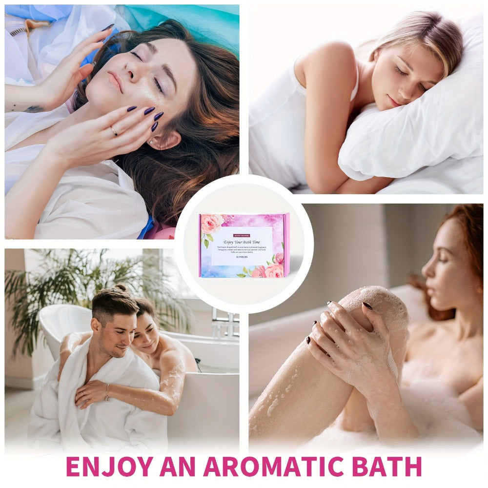 Bath Bombs Gift Set 12pcs Handmade Shea Butter Essential Oil Scented Fizzy Bath Salt Balls Moisturizing Bubble Bath Spa Gift for Women Birthday Christmas Valentine Mother Day Anniversary Luxury