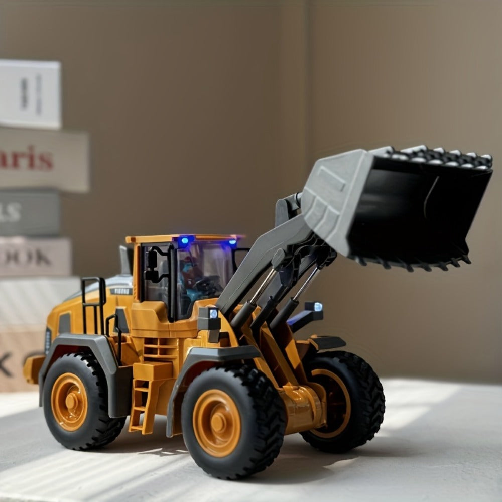 Remote Control Excavator Loader Dump Truck Toy for Kids 2.4GHz Alloy RC Construction Vehicle with Light & Sound, USB Rechargeable, Boys Gift for Halloween Thanksgiving Christmas Birthday Ages 3+