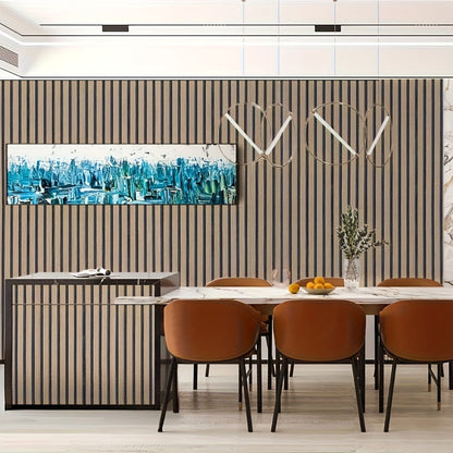 3D Wood Grain Wall Panels Self-Adhesive Peel and Stick Soundproof Grid Board Thick Matte Finish Wallpaper for Walls Ceilings Curved Surfaces Home Decor Easy Install