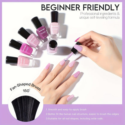 Nail Polish Set 6 Colors Quick Dry Long-Lasting – Hot Pink, Rose Red, Lilac Purple, Nude Pink, Lavender & Violet High Gloss 0.25oz, Chip-Resistant Nail Polish Gift Set for Women Teens Girls