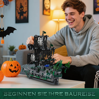Flying Dutchman Pirate Ship Building Blocks Ghost Ship Model 40001 with LED Lights – Adult Teen Collector Construction Kit, Haunted Nautical Display Piece, Halloween Christmas Gift for Men Teens 14+