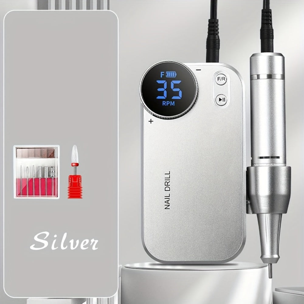 Electric Nail Polisher & Buffer Rechargeable High Power — Professional Manicure Pedicure Machine for Nail Buffing Polishing Dead Skin Callus Removal, Cordless Nail Shine Tool for Home & Salon, 5 Colors
