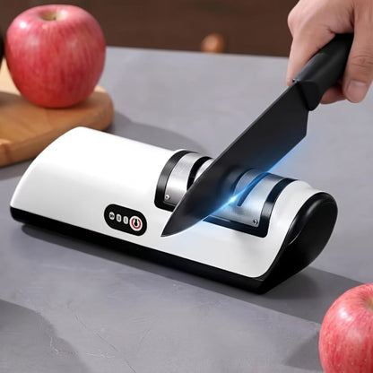 Electric Knife Sharpener USB Rechargeable Professional Knife Grinder & Polisher – Fast Sharpening for Chef Knives, Fruit Knives & Kitchen Blades, Portable Cordless Design for Home & Outdoor Use