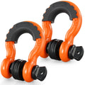 VEVOR 3/4" D-Ring Shackle, 2 Pack Alloy Steel Shackles 62832 lbs (28.5 Ton) Break Strength with 7/8" Screw Pin, Isolators & Washers, Heavy Duty Off Road Vehicle Recovery Shackle for Jeep Truck,Orange/Black/Red
