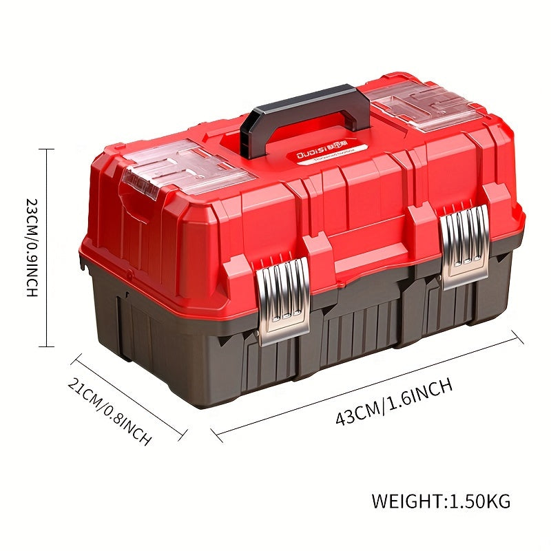 21-inch Folding Toolbox - Three-layer Folding Plastic Storage, Thick Material, Anti-fall And Wear-resistant, Multi-functional Storage Box With Tray And Partition - For Home, Garage, Workshop - Suitable for DIY Enthusiasts, Mechanics & Homeowners - Great G