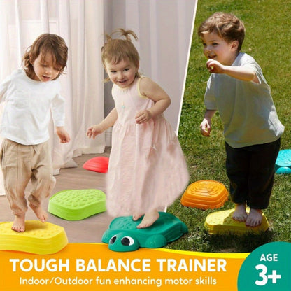 Kids Turtle Balance Stepping Stones 5pcs – Obstacle Course Coordination Game Toy, Up to 265 lbs, Non-Slip PP Material, Indoor & Outdoor Play for Boys & Girls Ages 3+ | Birthday Christmas Gift