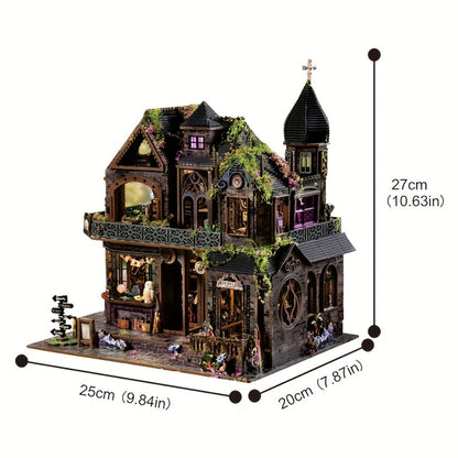 3D Wooden Puzzle Magic Castle Model Kit – DIY Assembly with Owl, Magic Hat & Flowers, Bookshelf Desk Decoration, Unique Gift for Adults Teens Birthday Valentine Halloween Christmas
