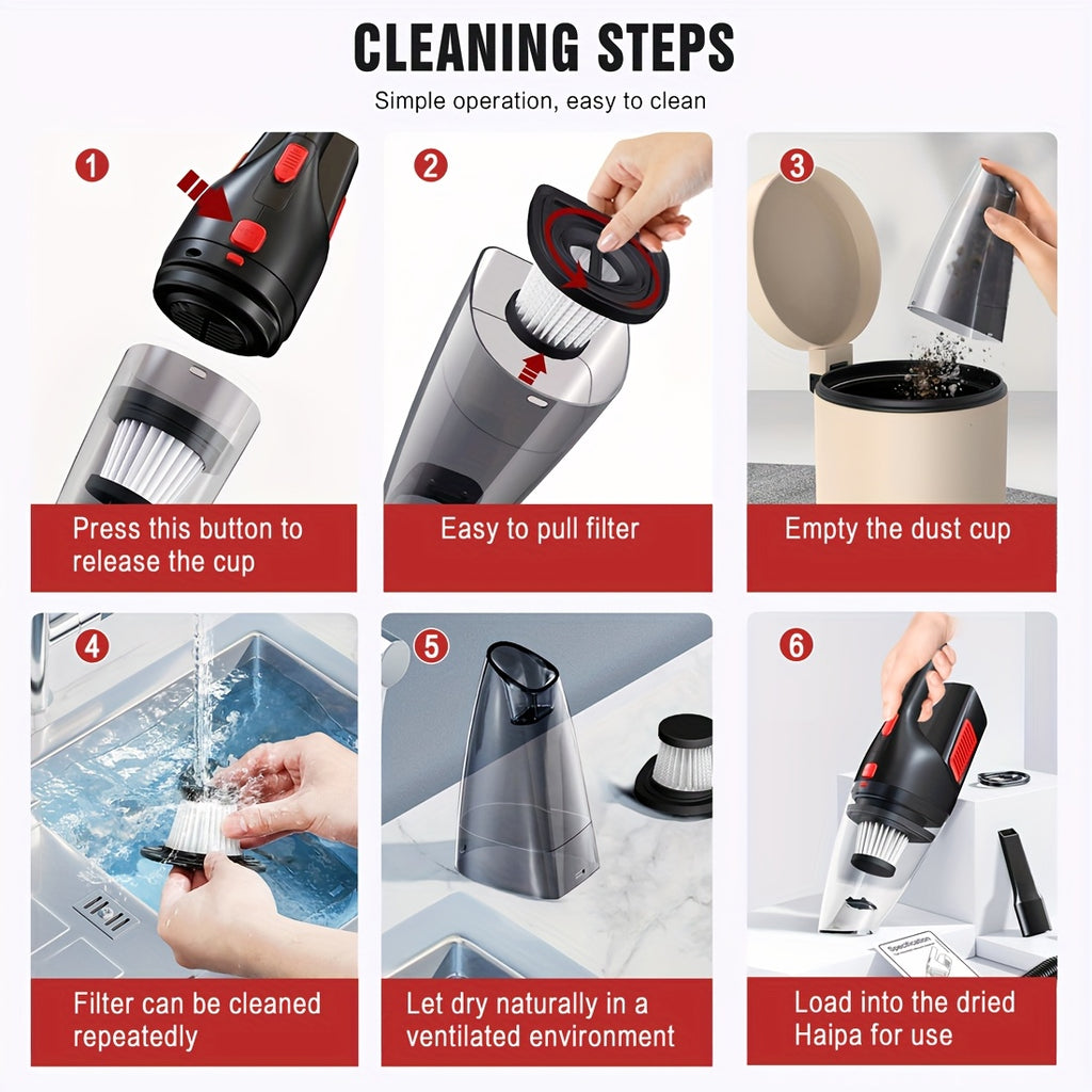 Wireless Convenient Handheld Car Vacuum Cleaner, Powerful Suction Kitchen Floor Cleaning Supplies, USB Charging Mini Cleaning Dust Collector, Suitable For Cars, RV, Home, Office, Industrial Sites And Other Gap Tools