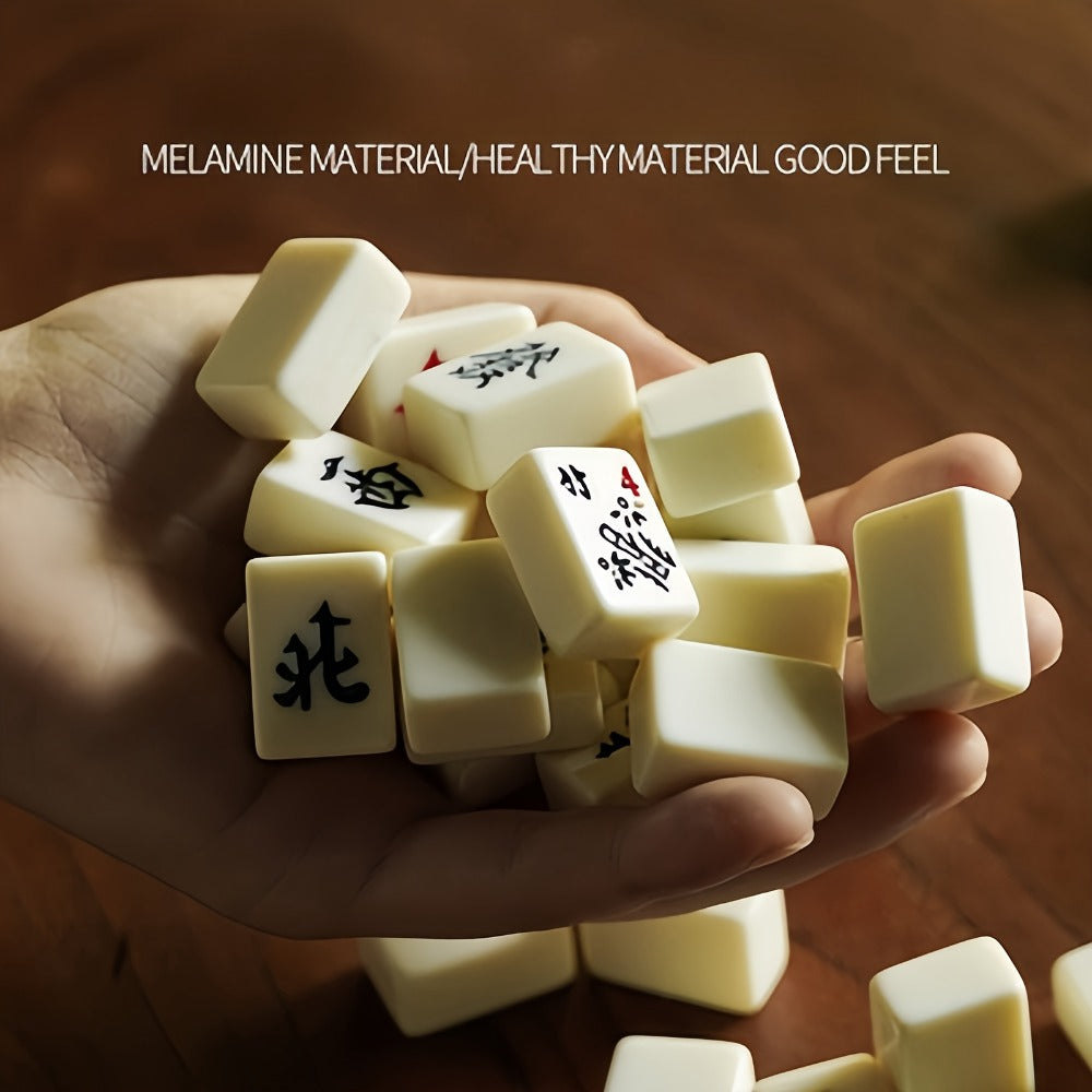 Mini Mahjong Set Portable Travel Size – Authentic Compact Mahjong Game for Family Fun, Logical Thinking & On-The-Go Entertainment, Great Gift for Adults Teens and Families
