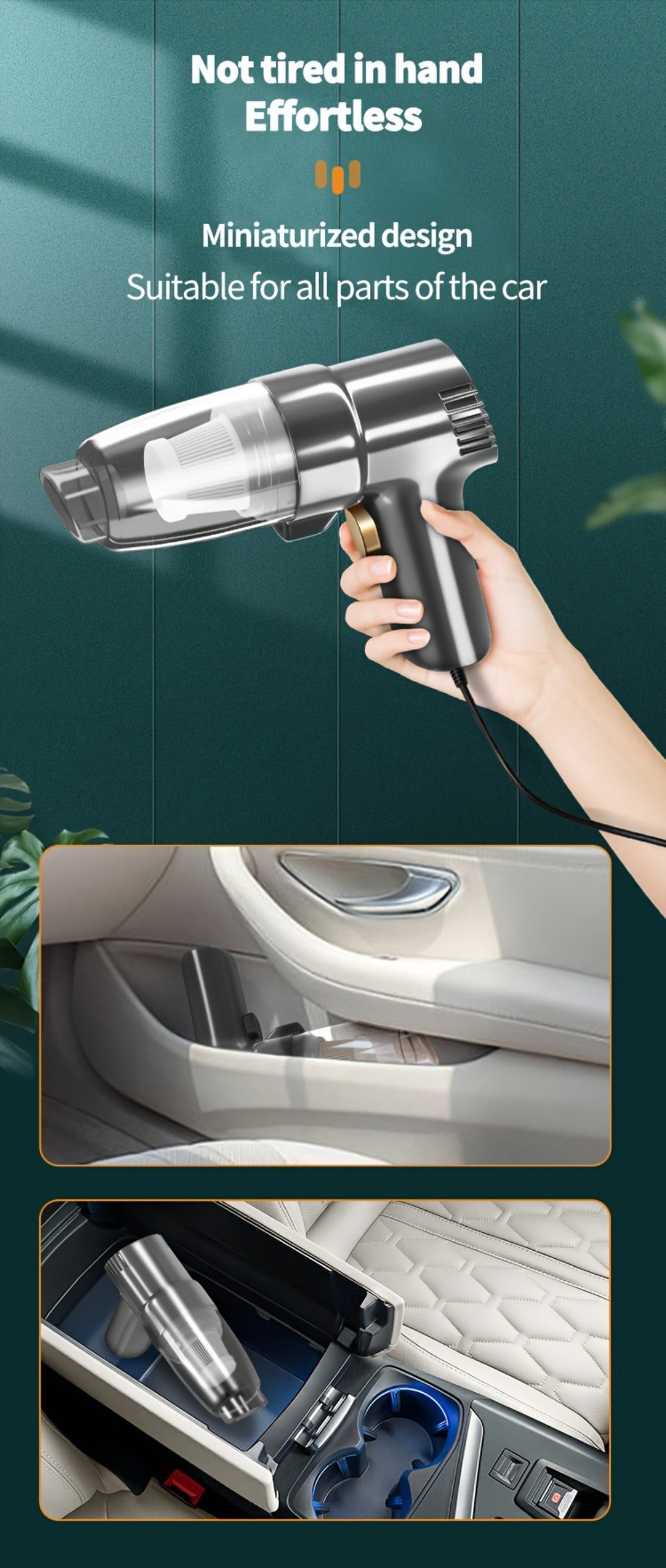 Handheld Car Vacuum Cleaner Corded - 3KPA Powerful Suction, 3M Power Cord, Lightweight Portable Auto Vacuum for Cars Trucks & Home, Single-Point Exhaust, No Battery Needed, 5 Colors