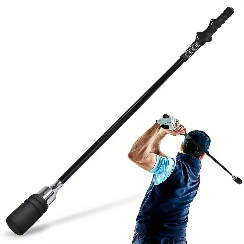 Golf Swing Trainer Aid – Black Stainless Steel Practice Stick for Men & Women, Builds Strength, Flexibility & Swing Rhythm, Perfect for Warm-Up, Off-Season Training & Skill Improvement