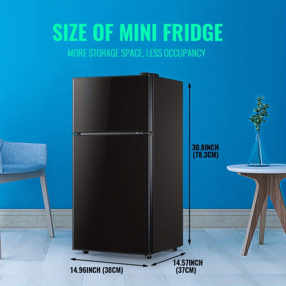Compact Refrigerator, 3.2 Cu Ft Single Door Mini Fridge with 4-Layer Storage, Removable Shelves, Crisper Drawer & Adjustable Temperature – Quiet Energy-Efficient Small Fridge for Dorm, Office, Apartment and Bedroom