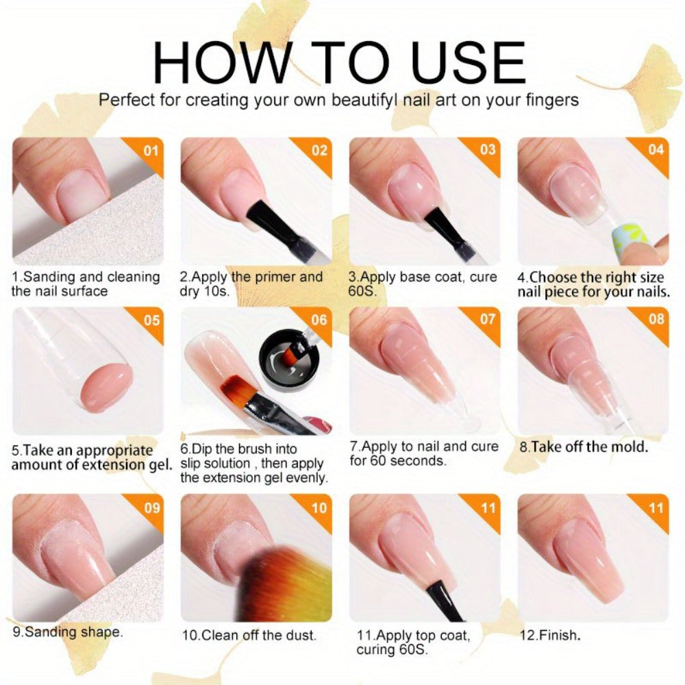 36-Color Polygel Nail Extension Kit with LED UV Lamp – Complete Poly Gel Starter Set with Dual Forms, Slip Solution, Nail Art Brush, Base & Top Coat for Salon-Quality Nail Extensions at Home for Beginners & Professionals