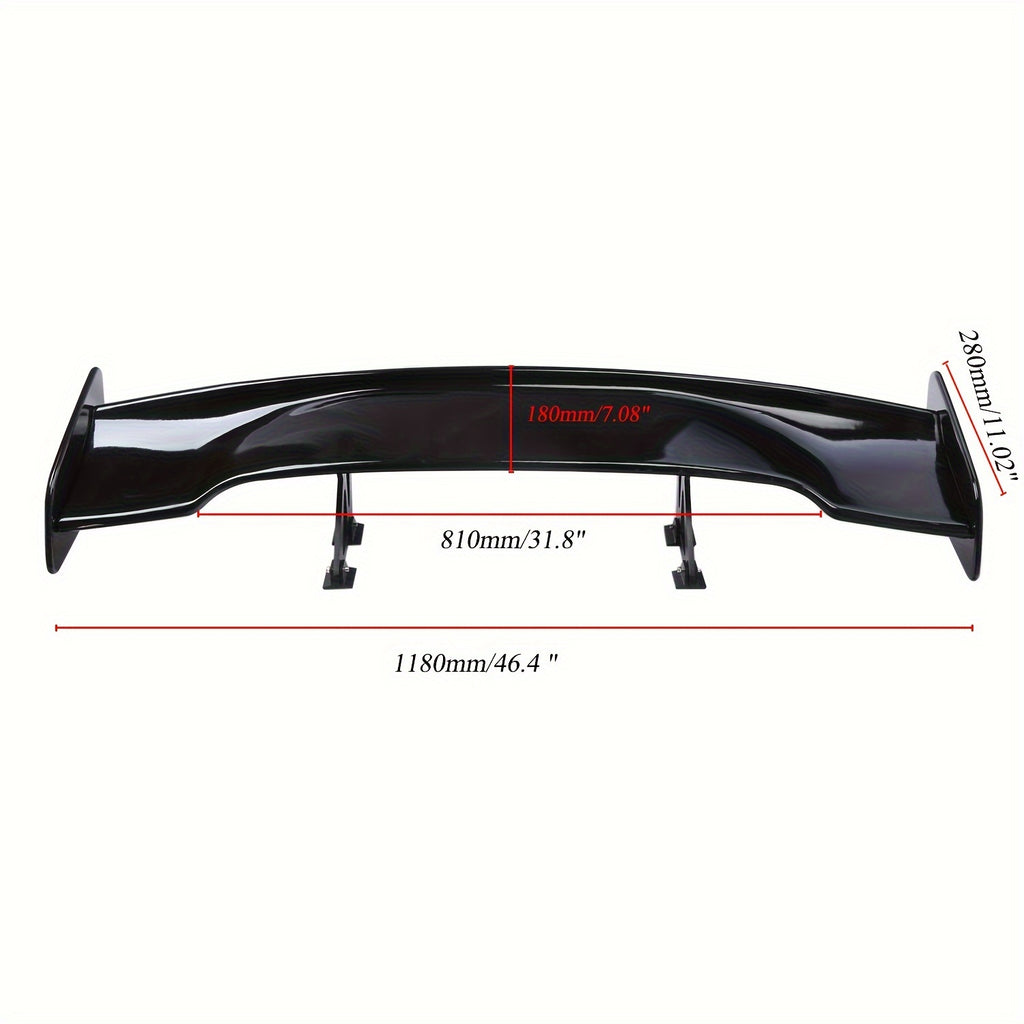 Universal Adjustable GT GTR Style Rear Sport Spoiler Racing Wing - 46.4inch - Glossy Black or Carbon Style - For 99% Sedan Cars - Tuning Accessories - Tail Air Deflector Dam Trunk Lip -  Perfect Gift for Car Enthusiasts