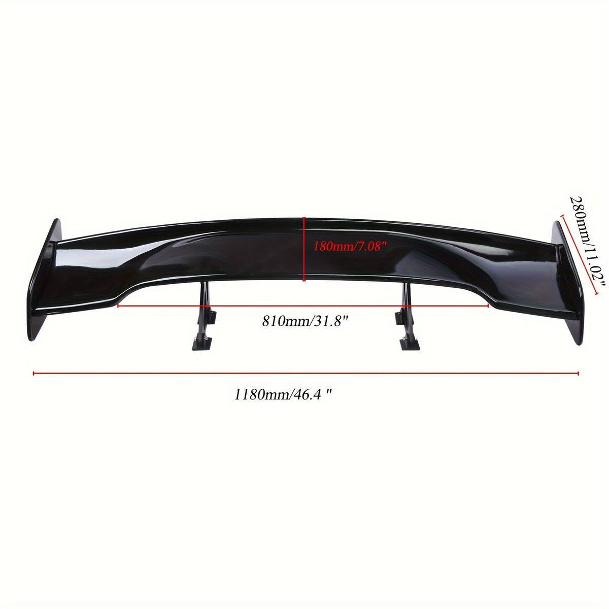 Universal Adjustable GT GTR Style Rear Sport Spoiler Racing Wing - 46.4inch - Glossy Black or Carbon Style - For 99% Sedan Cars - Tuning Accessories - Tail Air Deflector Dam Trunk Lip -  Perfect Gift for Car Enthusiasts