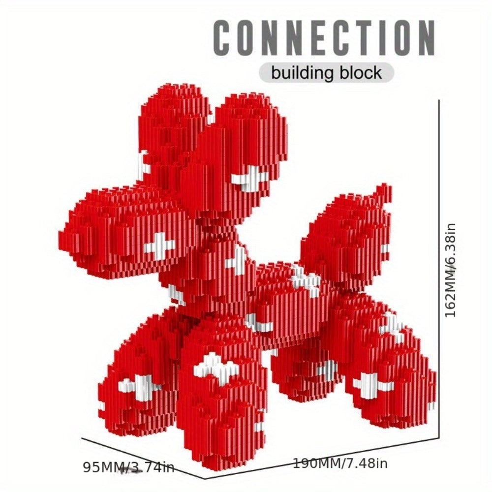 Balloon Dog Building Blocks Set – Colorful Interlocking Brick Sculpture Pop Art Home Decor Display Model for Adults Teens Art Lovers Birthday Christmas Gift 5 Colors