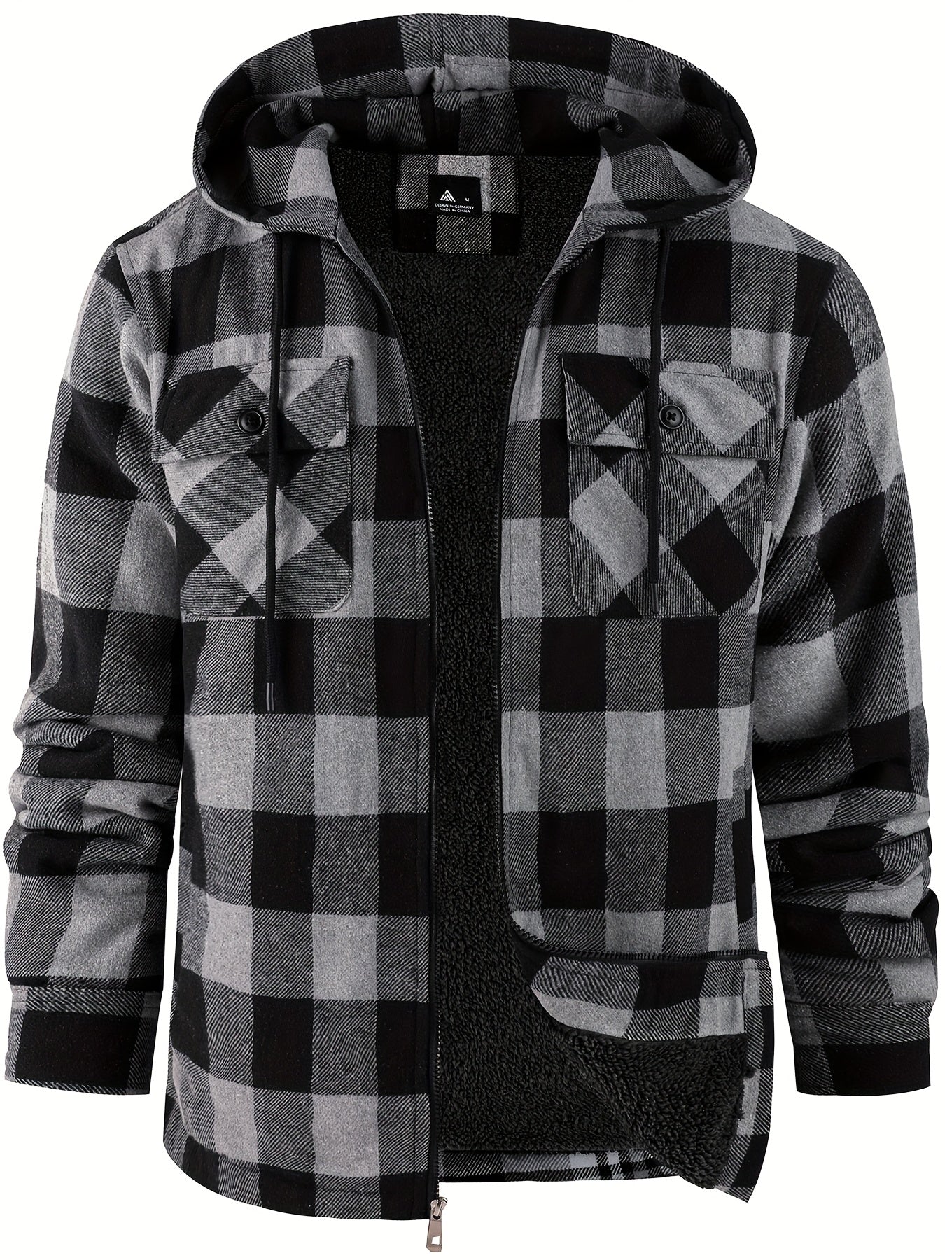 Men's Cozy Faux Fur Plaid Hoodie