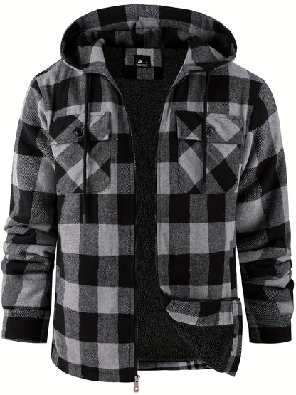 Men's Cozy Faux Fur Plaid Hoodie