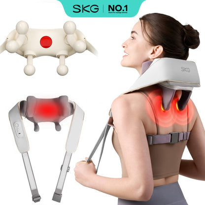 Wearable Neck & Shoulder Massager with Heat – 6D Bionic Hand Kneading Trapezius Massager, 9 Modes 3 Intensities 40-45°C Heat, Hands-Free Deep Tissue Massage for Home & Office, Gift for Women Men Mom