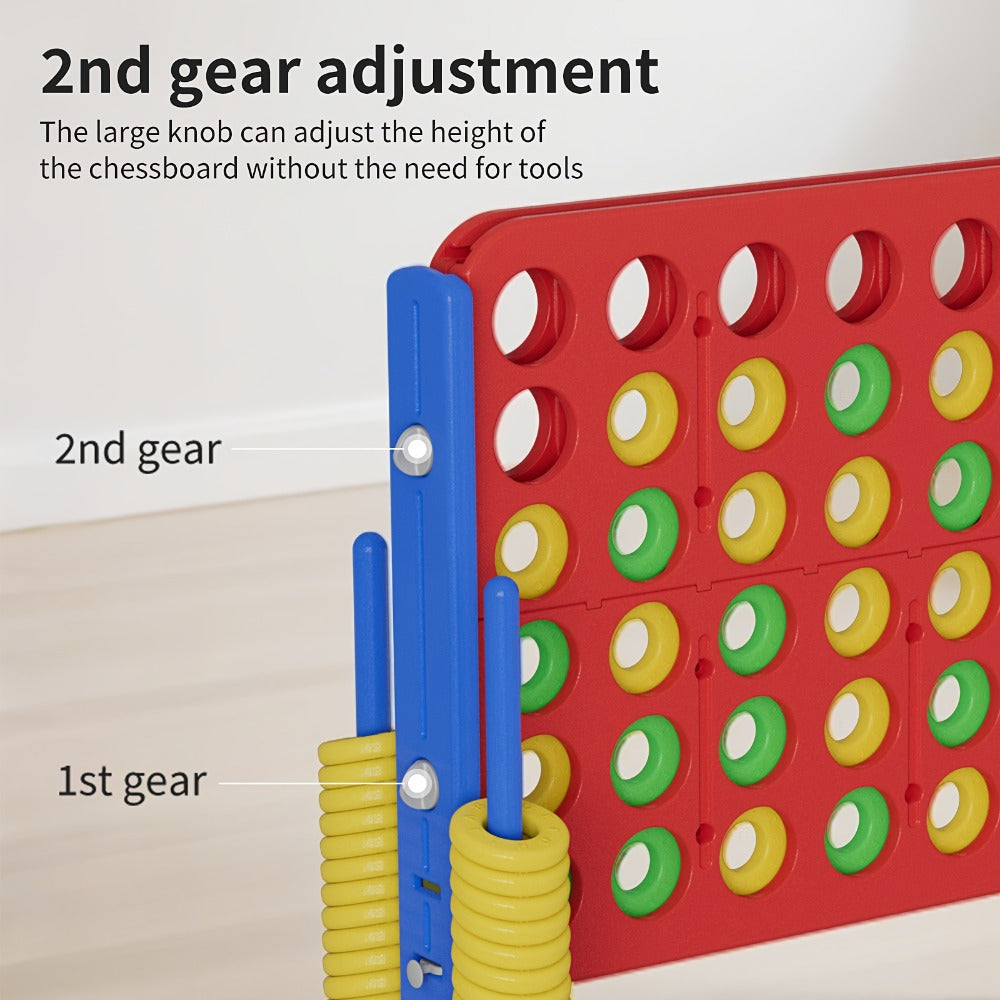 Height Adjustable Giant Connect 4 Game 33–37 Inch – Jumbo 4-in-a-Row Outdoor Yard Game with Quick Release Slider for Teens, Adults & Families, Indoor Outdoor BBQ Birthday Party Tailgate Game Set, Blue Red