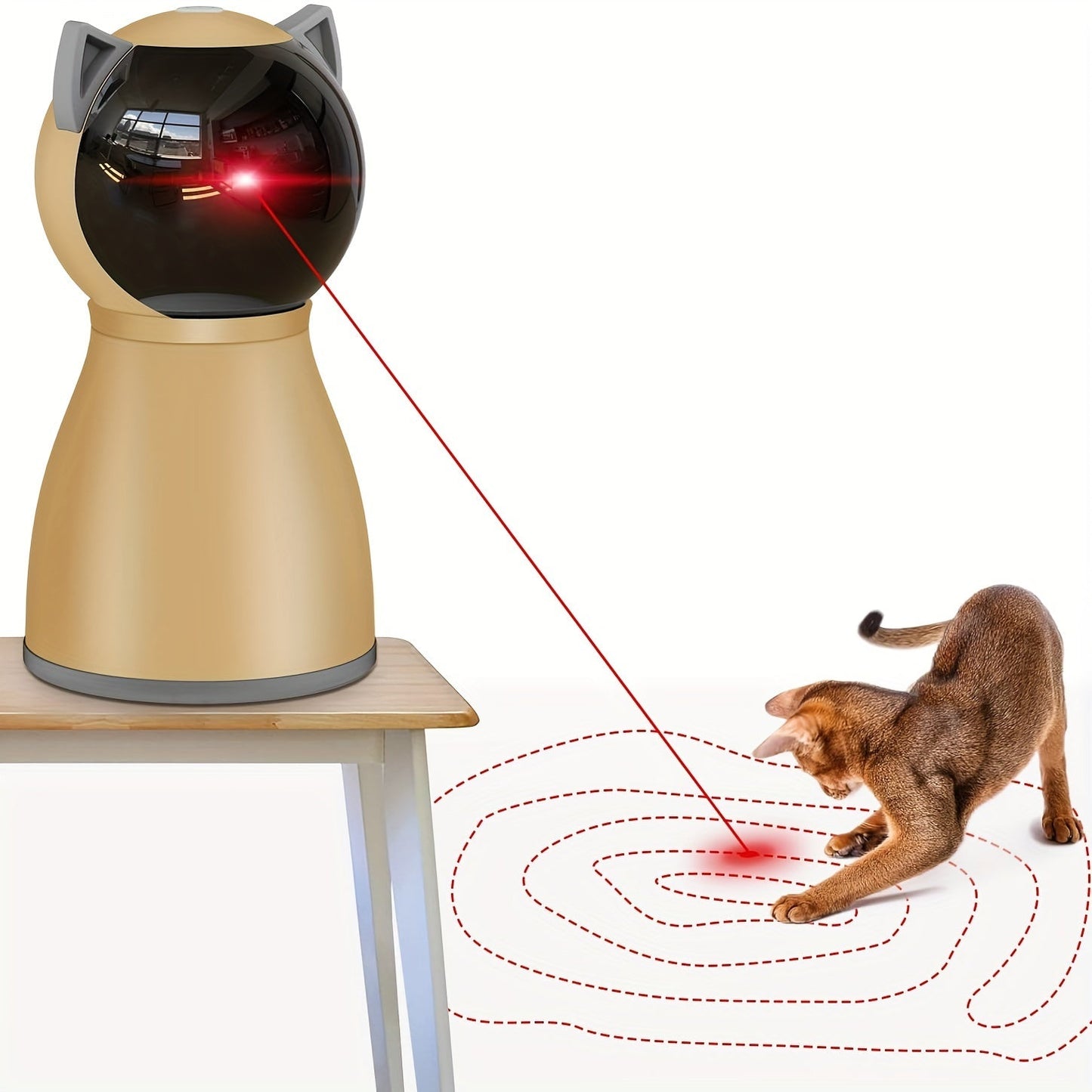 Automatic Cat Laser Toy Random Trajectory USB Rechargeable - Dual Motor Interactive Laser Pointer for Indoor Cats Kittens Dogs, 3 Speed Modes Auto On/Off Timer, Adjustable Angle, Silent 1200mAh Battery