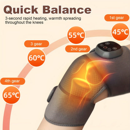 Heated Knee Massager Brace – Wireless Electric Knee Pad with Heat & Vibration, USB Rechargeable Warm Massage Knee Support Wrap for Arthritis, Joint Pain Relief, Men & Women