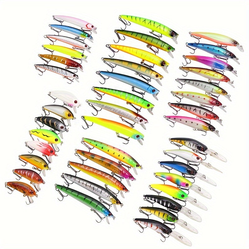 Minnow Fishing Lures Set 43pcs – Plastic Crankbait Hard Baits for Freshwater & Saltwater Angling