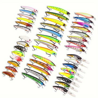 Minnow Fishing Lures Set 43pcs – Plastic Crankbait Hard Baits for Freshwater & Saltwater Angling