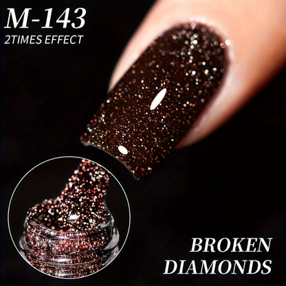 Glitter Gel Nail Polish Set 5 Colors Pastel Sparkling Diamond Shimmer – Soak-Off LED UV Semi-Permanent Gel Varnish Photo Frame Bottle Spring Summer Nail Art Kit for Women Home Salon Manicure Gift