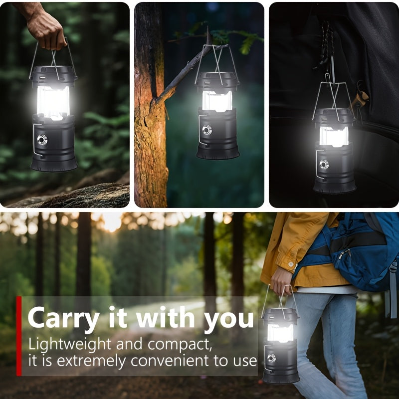 Retro Camping Lantern - USB Rechargeable LED Camp Light, 4600mAh Portable Survival Flashlight with Handle, Indoor Outdoor Emergency Lighting (4 PCS)