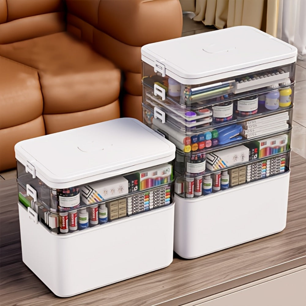 Clear Home Storage Container with Carry Handle and Large-Capacity Storage detail image - detail view 7